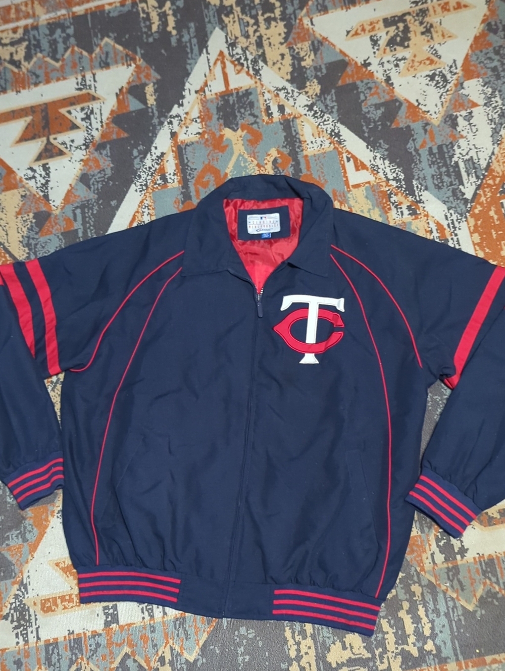 Minnesota Twins Jacket Mens XL Blue Red MLB Baseball Full Zip